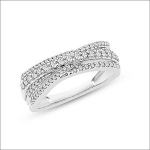 1/3ct Diamond Crossover Ring in Sterling Silver